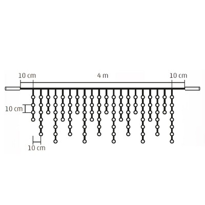 Perdea de lumini, 200 LED, alb cald, pt exterior, cu legare in serie - KSF 200/WW